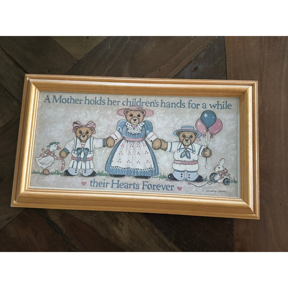 Vintage 1988 Figi Graphics Kimberly Steneo Mother Teddy Bear Framed Print Granny